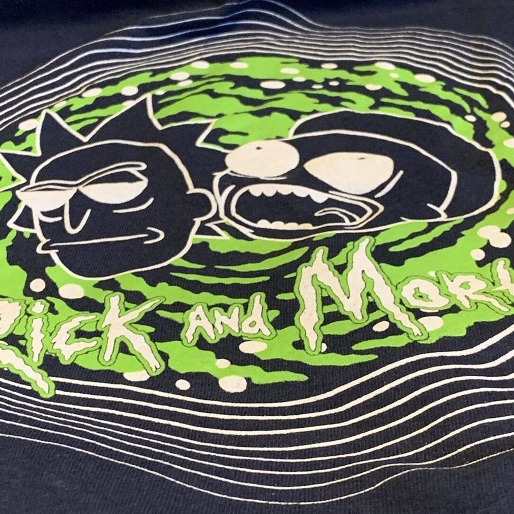 Rick and Morty Mens Shirt XL Green Portal Outline Unisex T-Shirt Navy NWT - Picture 10 of 12
